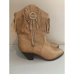 Santa Fe Boot Company Women’s Brown‎ Leather Fringe Boots, Size 8M